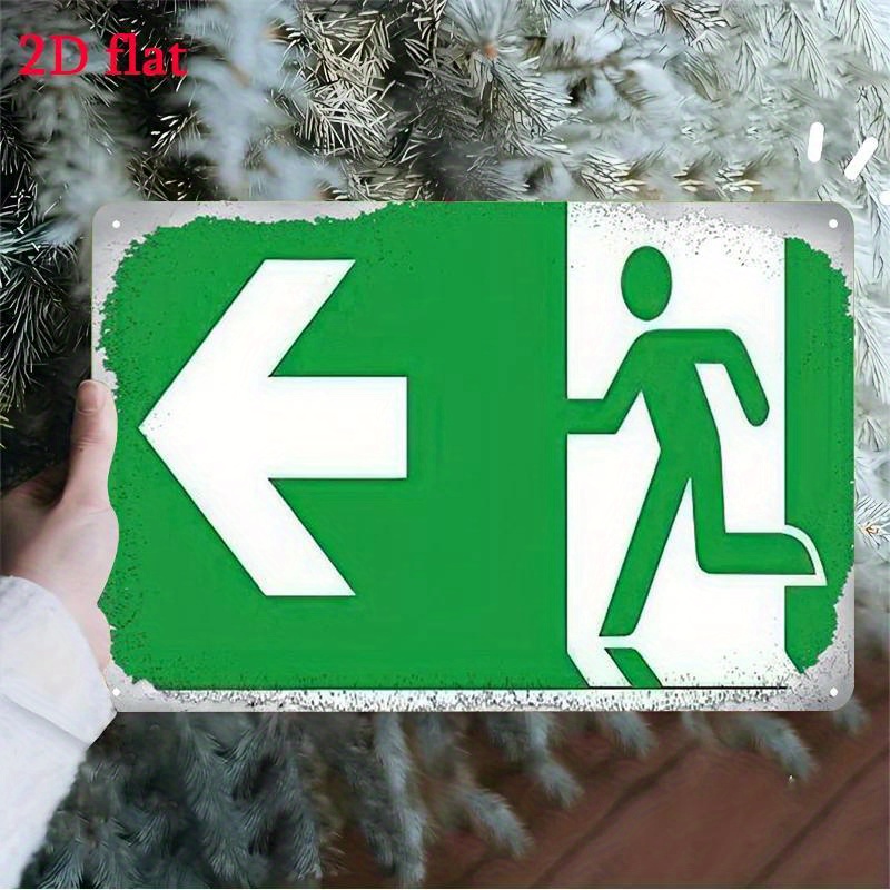 Emergency Exit Sign - Metalowy znak ewakuacyjny - zielono-biały symbol